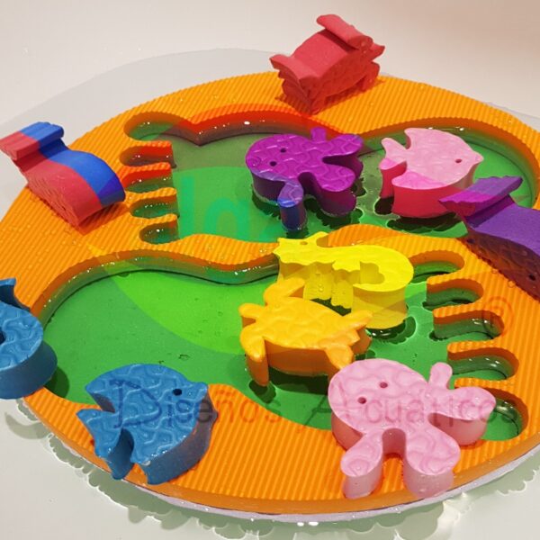 Base más 10 animalitos marinos en 3 cm de espesor