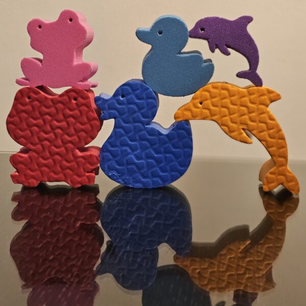 Rana+Pato+Delfín en 3 cm espesor Grandes + chicos por 6 u