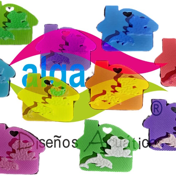 Rana+delfincito: 10 casitas y 20 figuritas flotantes en 15 mm