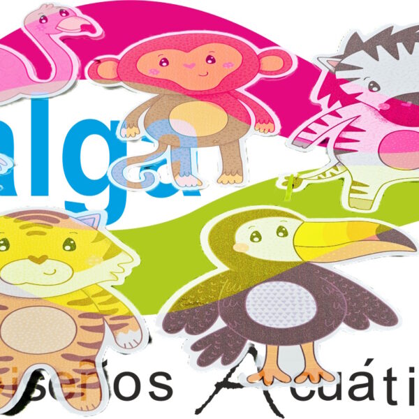 SET - 5 animales SAFARI - Sublimados grandes