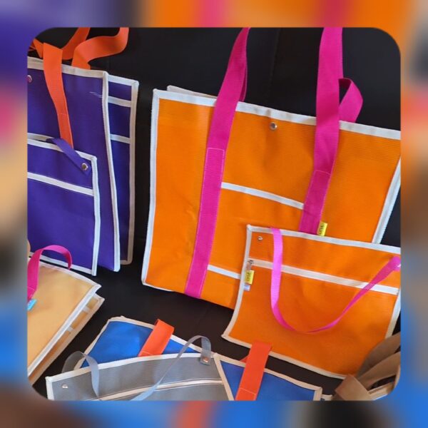 Bolsa mediana con bolso contenedor chico plano