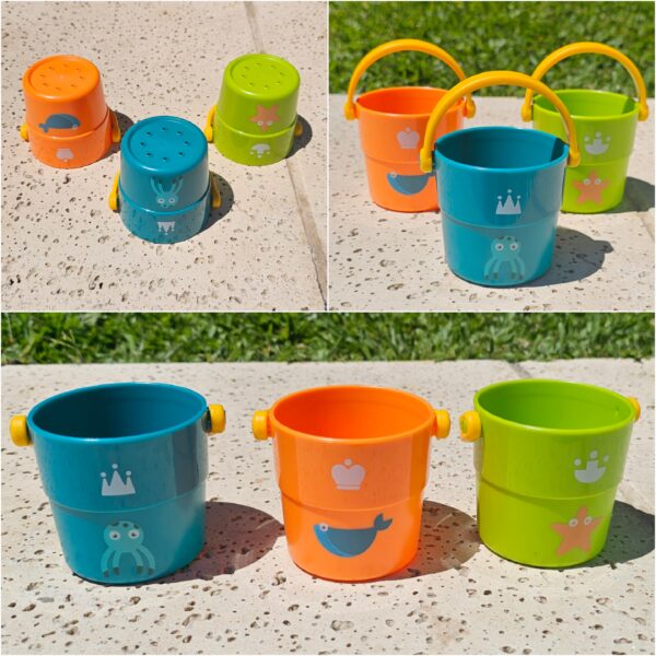 Tres baldecitos mini importados