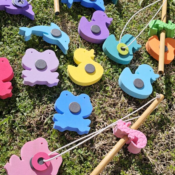 Set de Pesca con animalitos en 15 mm grandes y 4 cañas extra large